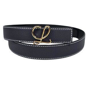 LOEWE Anagram “L” Buckle Reversible Calf Leather Belt – Size 90/36 (Ocean Blue/B